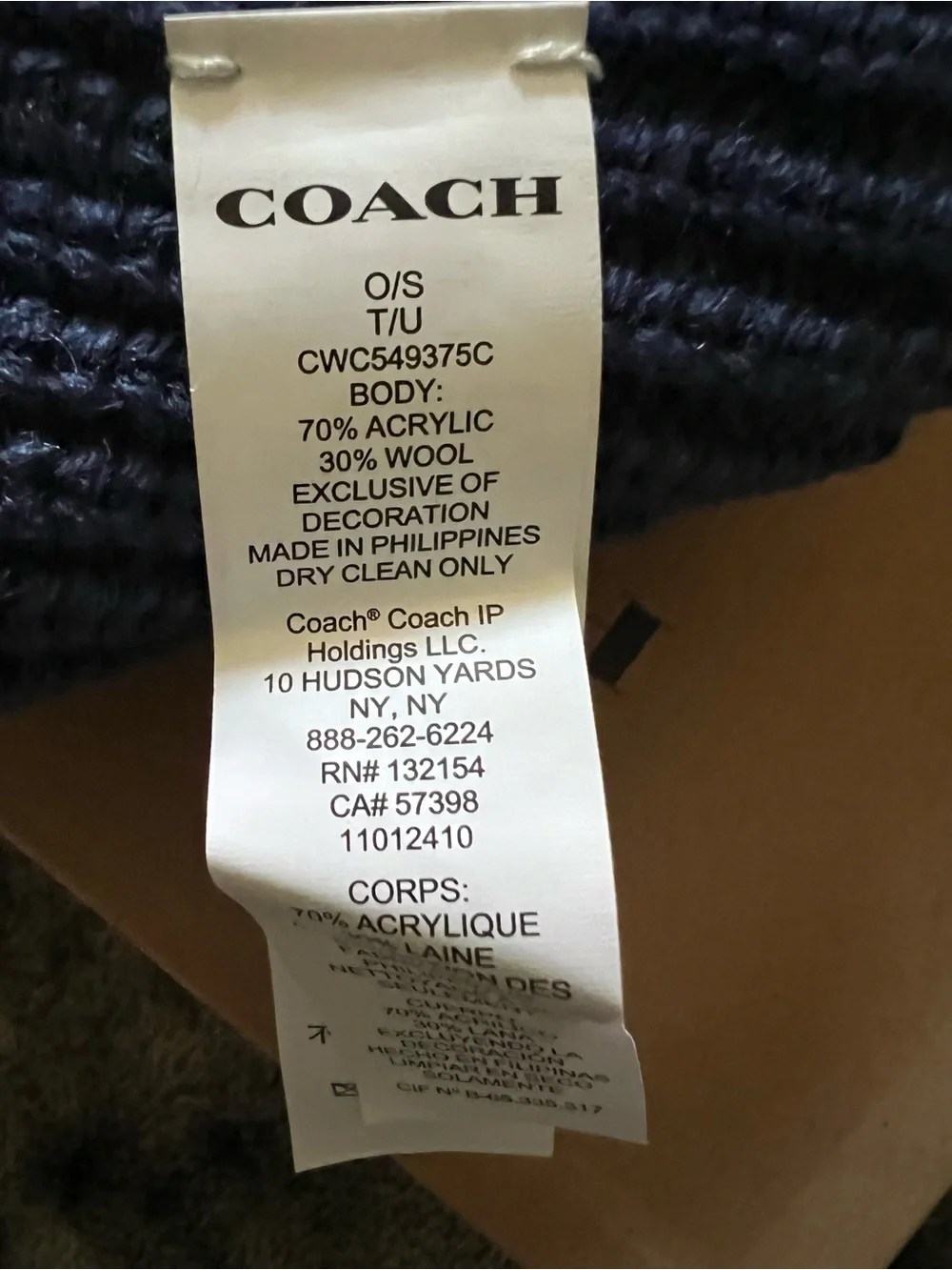 COACH Navy Knit Logo Headband with Patch ,Blue Belt and Scarf